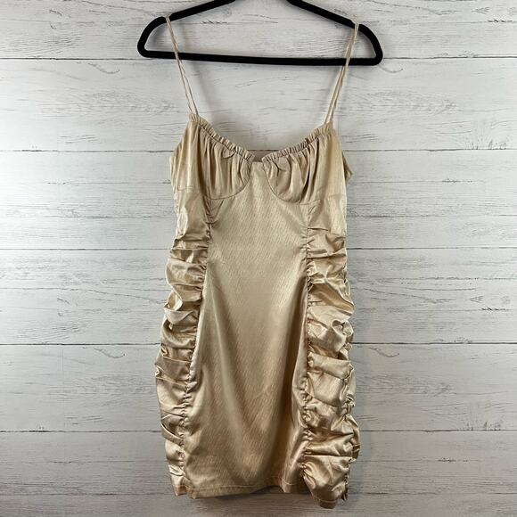 Princess Polly Champagne Sabir Mini Dress Size 6 - Picture 2 of 8